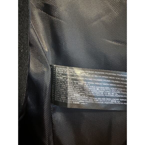 Mango Black Wool Long Peacoat Size XS - Picture 7 of 8